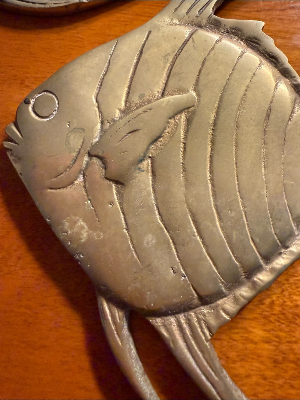 Vintage Mid Century Brass Angel Fish Wall Decor set of 3 - Picture 4 of 5